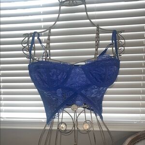 Urban Outfitters Blue Crop Top with Sweetheart Neckline